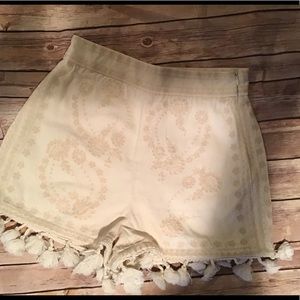 Zara Fringed w/Pom-poms Shorts  Size S